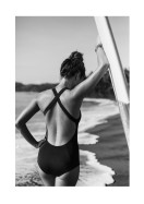 Woman With Surfboard By The Ocean | Lag din egen plakat